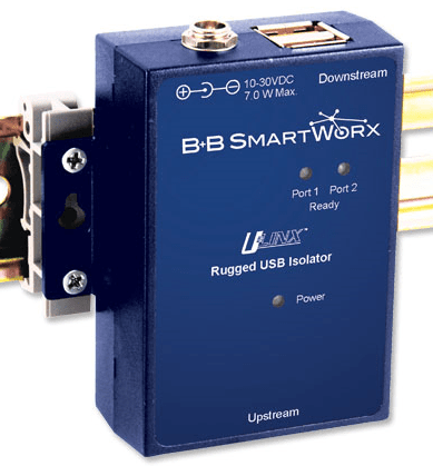 B B SmartWorx powered by Advantech has all the�USB isolators you need to provide protection against harmful noise, ground loops, surges, and spikes. From compact USB port isolators for field service applications to EMC tested rugged isolators for unfriendly electrical environments, our products will keep your computer and data secure and safe.